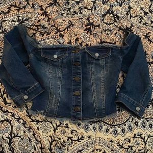 BBJ denim fitted button front corset 3/4 sleeves too small new